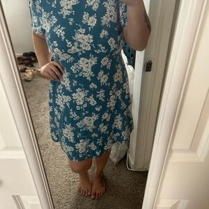 Old Navy Flutter Sleeve White and Blue Mini Sundress